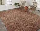8' X 11' Purple and Gray Wool Hand Woven Distressed Area Rug