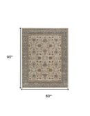 9' X 12' Tan Ivory And Gray Power Loom Area Rug