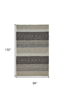 2' X 3' Gray Wool Floral Hand Woven Area Rug