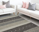 2' X 3' Gray Wool Floral Hand Woven Area Rug