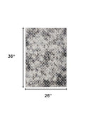 2' X 3' Ivory Gray And Taupe Abstract Stain Resistant Area Rug
