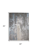 2' X 3' Gray Ivory And Blue Abstract Stain Resistant Area Rug