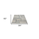 5' X 7' Ivory Blue and Gray Geometric Area Rug