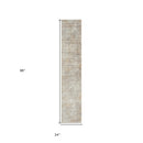 2' X 8' Gray Damask Distressed Runner Rug