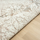 8' X 10' Cream Damask Stain Resistant Area Rug