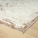 8' X 10' Cream Damask Stain Resistant Area Rug