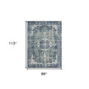 5' X 7' Blue Floral Stain Resistant Area Rug