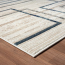 5' X 7' Ivory Blue and Gray Geometric Area Rug