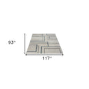 5' X 7' Ivory Blue and Gray Geometric Area Rug