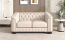 Modern Velvet Upholstered Loveseat Sofa with Thick Removable Seat Cushion, Beige, 64.3 Inches