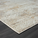 2' X 8' Gray Damask Distressed Runner Rug