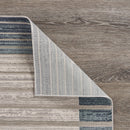 8' Ivory And Blue Abstract Runner Rug