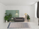 8' Ivory And Blue Abstract Runner Rug