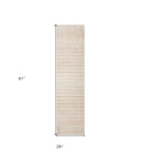 8' Beige Abstract Distressed Runner Rug