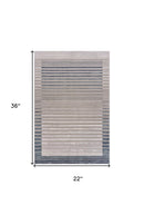 8' Ivory And Blue Abstract Runner Rug