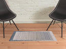 8' Ivory And Blue Abstract Runner Rug