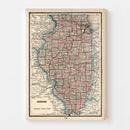 Vintage Map of Illinois 1893