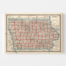 Vintage Map of Iowa 1893