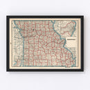 Vintage Map of Missouri 1893
