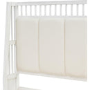 Queen Size Wood Platform Bed with Upholstered Headboard and 2 Drawers, Antique White