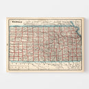 Vintage Map of Kansas 1893