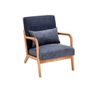 Mid-Century Modern Accent Chair, Arm Chair Living Room Chairs with Pillow Upholstered Reading Chair with Solid Wood Frame &  Living Room Bedroom Balcony (Antique Dark Grey)