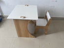 Kids Table Set with One Chair, Multifunctional Wooden Children Study Table-Convertible Tabletop for Study, Drawing & Play, Natural