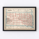 Vintage Map of South Dakota 1893
