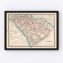Vintage Map of South Carolina 1893