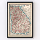 Vintage Map of Georgia 1893