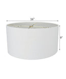 16"W x 9"H White Linen Hardback Shallow Drum Lampshade