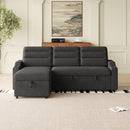MH83.5' Convertible Sleeper Combo Sofa, Convertible Sofa Bed Polyester Pullout Bed with Storage Recliner and Cup Holder for Living Room, Tight Spaces