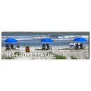 Seagrove Beach Blue Umbrellas Sign Home Decor Art Print on Real Wood