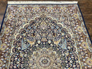 Pak Persian Rug 5x7, Navy Blue Hand Knotted Wool Oriental Carpet 5 x 7 ft, Floral Medallion, Traditional Vintage Pakistani Rug, 225 KPSI