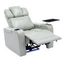 Modern PU Leather Power Recliner with Cooling Cup Holder, Bluetooth Speaker, LED Lights, USB Ports, Tray Table, Arm Storage, Grey