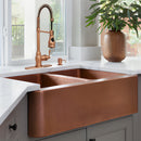 Copper Kitchen Faucet with Soap Dispenser, Single Handle Solid Brass High Arc Pull Down Sprayer Head Kitchen Sink Faucets with Deck Plate