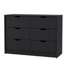 42" Black Manufactured Wood Six Drawer Modern Dresser