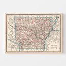 Vintage Map of Arkansas 1893