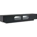 TV Stand with Fluted tempered Glass Doors for TVs Up to 95", Functional Media Console with Arched Cabinet Doors, Entertainment Center with APP-Controlled LED Light for Living Room, Black