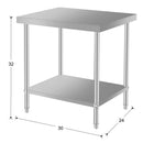 30''*24'' Commercial Work Table for Restaurant and Home Stainless Steel Kitchen Prep Table with Under Shelf