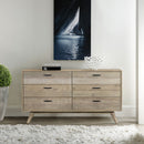 63" Brown Solid Wood Six Drawer Double Dresser