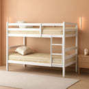 White Twin Over Twin Bunk Bed With Integrated Ladder