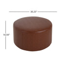 Upholstered Round Ottoman,PU Leather,Brown