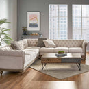 Comfy Large Sectional Sofa with Wooden Legs, Retro Style for Living Room