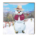 Mountain Snowman Home Decor Art Print on Real Wood