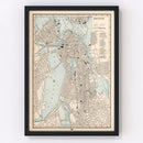 Vintage Map of Boston, Massachusetts 1893