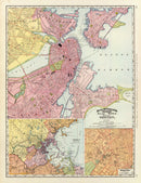 Vintage Map of Boston, Massachusetts 1897