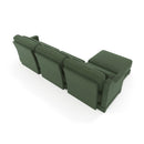 Three-Seater Chenille Sofa with Movable Ottomans in Green, High-Resilience Sponge, Easy Installation, Wood Base