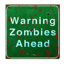 Zombie Warning Home Decor Art Print on Real Wood