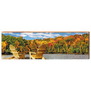 Inlet, NY Fall Lake Adirondack Chairs | Wall Art Print on Real Wood